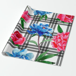 Papel De Presente Flores vermelhas e azuis de flor silvestre