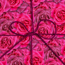 Papel De Presente Flores Vibrantes de Rosa, Padrão Invisível, Cor-de