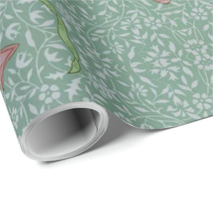 Papel De Presente Flores Vintage William Morris Branco Rosa