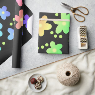 Papel De Presente Flores Whimsical Rainbow