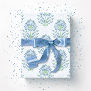 Papel De Presente Florescimento Mogol em Ardósia e Verde