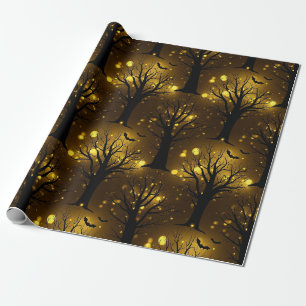 Papel De Presente Floresta Assombrada Reluzente em Bokeh - Árvores N