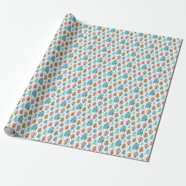 Papel De Presente Floresta Automática: Cena Sem Costura Encantada. (Desenrolado)