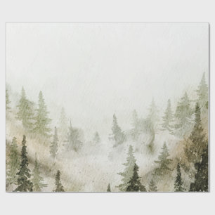 Papel De Presente Floresta, Bosque, Árvores de Pinheiro, Luzes de Co