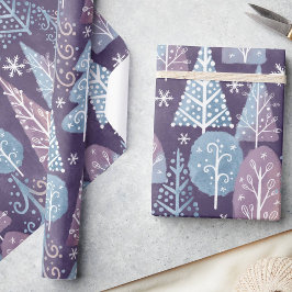 Papel De Presente Floresta Branca de inverno, Natal