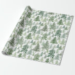 Papel De Presente Floresta de Árvore de Natal russa em Sage Green<br><div class="desc">Floresta russa de pinheiro de Natal no Livro Verde de Sage.</div>