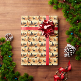 Papel De Presente Floresta de Elk de Natal Elegante