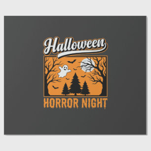 Papel De Presente Floresta de Fantasmas Retro da Noite de Terror do