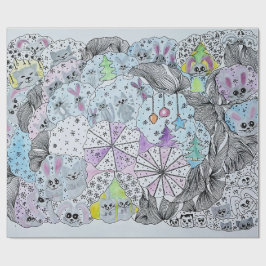 Papel De Presente "Floresta de Inverno Caprichosa" Presente Artístic