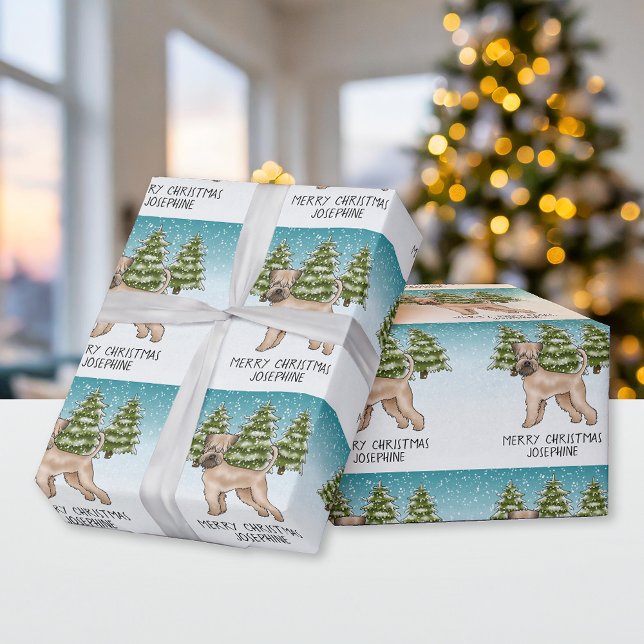 Papel De Presente Floresta de inverno de Terrier Snowy, com revestim (Criador carregado)