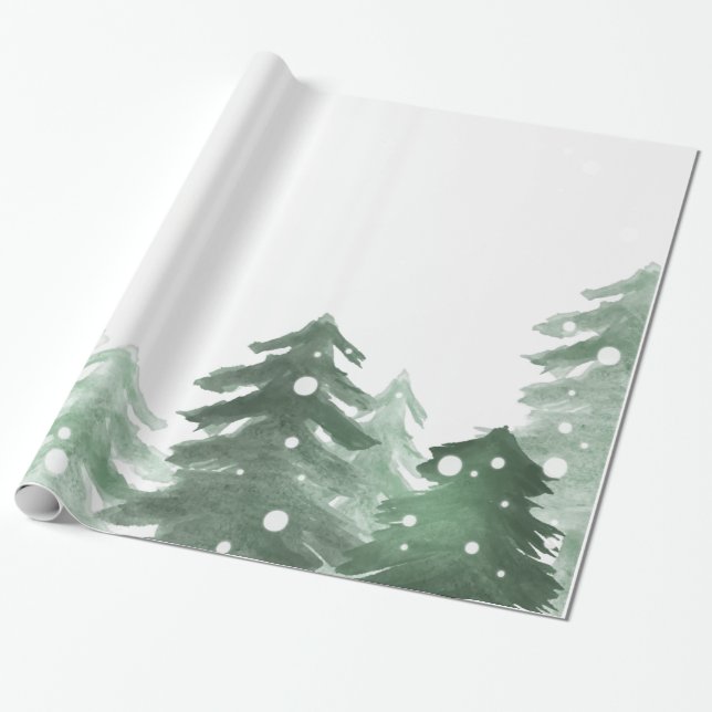 Papel De Presente Floresta de inverno, neve florestal (Desenrolado)