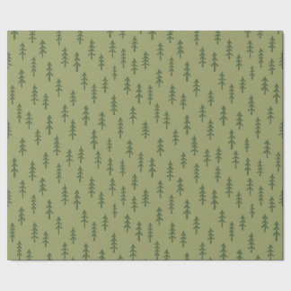 Papel De Presente Floresta de Inverno Simples de Pinheiro em Verde S