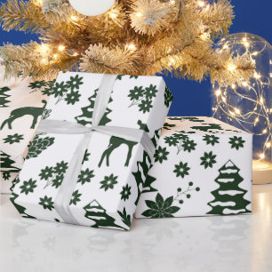Papel De Presente Floresta de Inverno Verde Férias