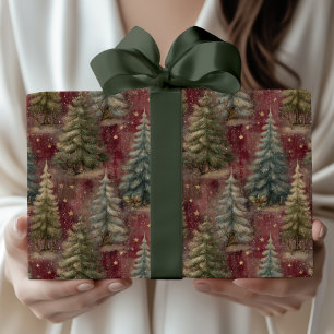 Papel De Presente Floresta de Natal de Pinheiro Encantada