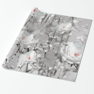 Papel De Presente Floresta de rosa branca de inverno