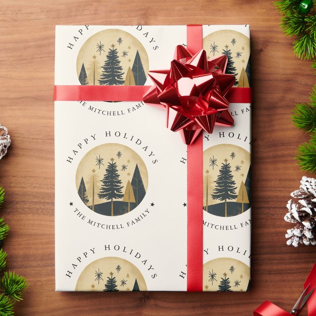 Papel De Presente Floresta Dourada Quente de Pinus (Criador carregado)