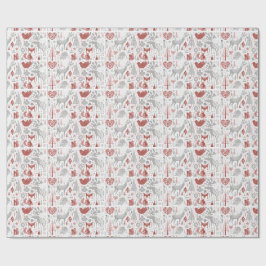 Papel De Presente Floresta e animais escandinavos do Natal