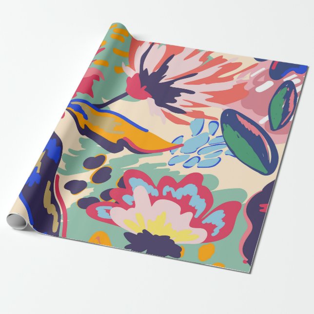 Papel De Presente Floresta e rosas (Desenrolado)