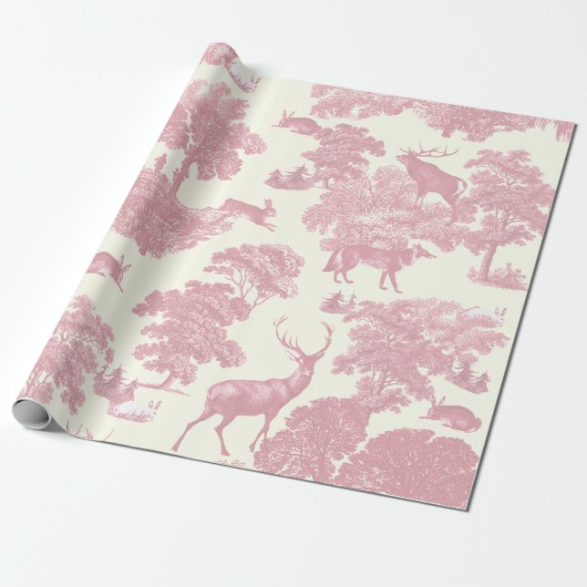 Papel De Presente Floresta Elegante De Rosas claro De Quic (Desenrolado)