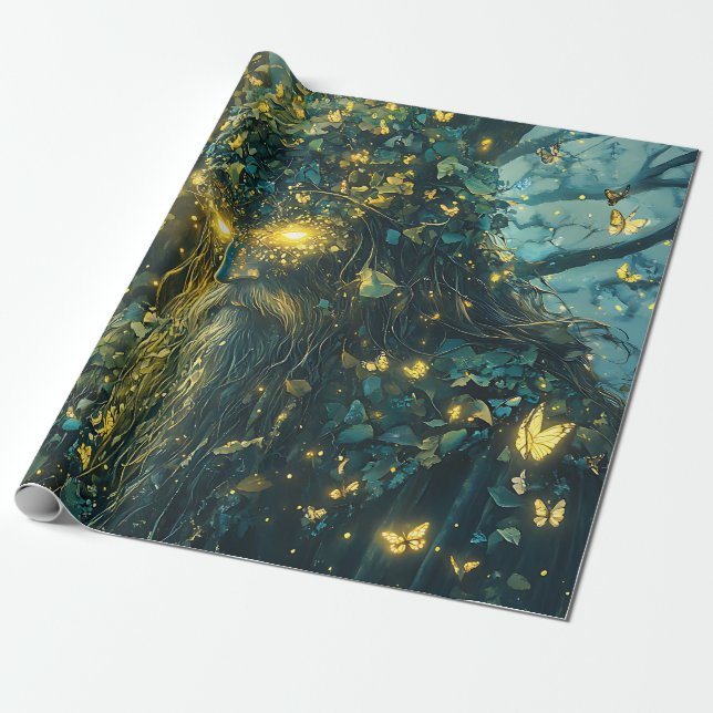 Papel De Presente Floresta Encantada da Deusa Borboleta (8) (Desenrolado)