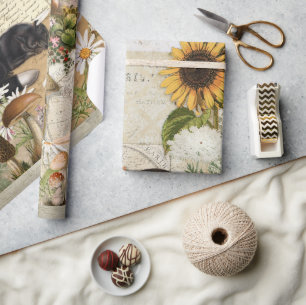 Papel De Presente Floresta Floral de Cogumelos Fox Ephemera