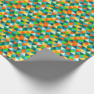 Papel De Presente Floresta geométrica verde/laranja/azul turquesa da
