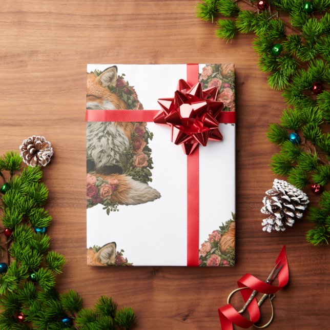 Papel De Presente Floresta Raposa bordada. As raposas são a prova de (Presente de Natal)