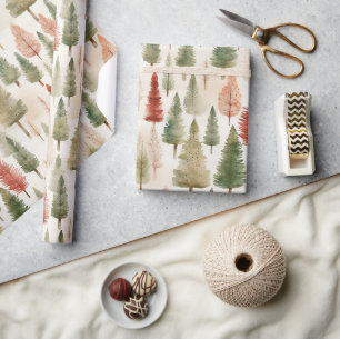 Papel De Presente Floresta Rústica de Árvores