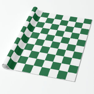 Papel De Presente Floresta Verde Branco XL Xadrez