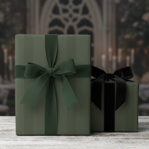 Papel De Presente Floresta Verde Elegante em Listras Grossas Verdes