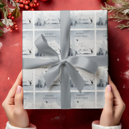 Papel De Presente Florestas de Inverno & Montanhas Cena de Natal com