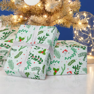 Papel De Presente Florestas de Natal Berries Green Natal