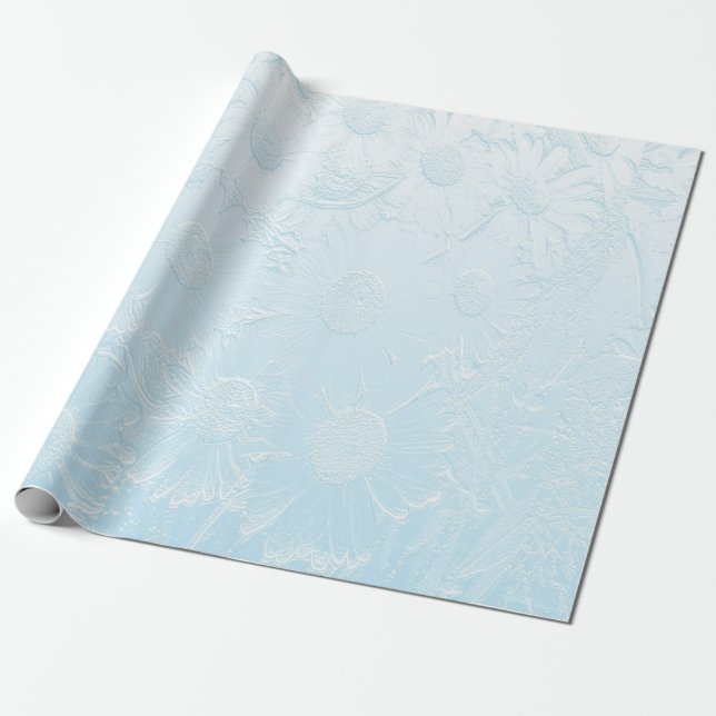 Papel De Presente Flórida azul gravada (Desenrolado)