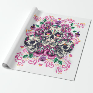 Papel De Presente Flórida do crânio, cor de água do esqueleto ros