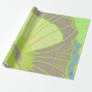 Papel De Presente Flórida Dourada Clássica Pistachio Violet