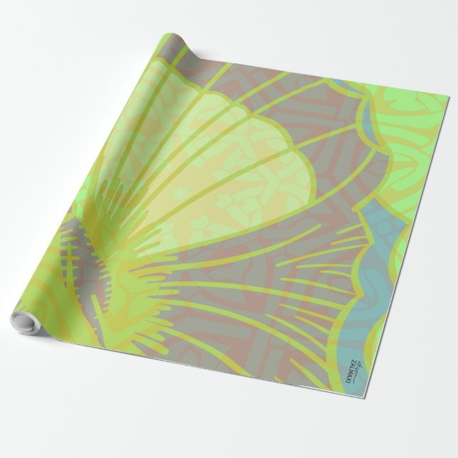 Papel De Presente Flórida Dourada Clássica Pistachio Violet (Desenrolado)