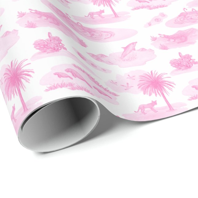 Papel De Presente Florida Toile (Pink)  (Ponta do rolo)