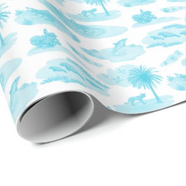 Papel De Presente Florida Toile (Turquoise) Wrapping Paper