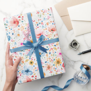 Papel De Presente Florim Aquarela Floral Boho Elegante