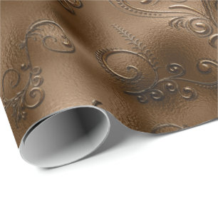 Papel De Presente Flourishes do bronze