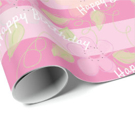 Papel De Presente Flowed Pink Happy Birthday Designer Gift-Wrap