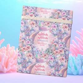 Papel De Presente Flower Glitter Mermaid Tail 8th Birthday