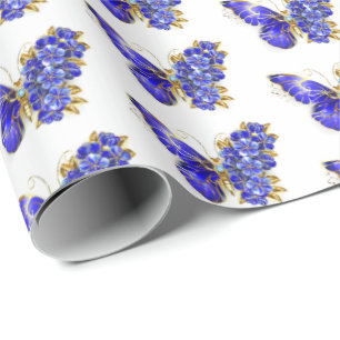 Papel De Presente Flower Sapphire Butterfly