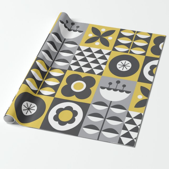 Papel De Presente Flower seamless pattern design. Scandinavian style (Desenrolado)