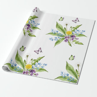 Papel De Presente Flowers and butterflies