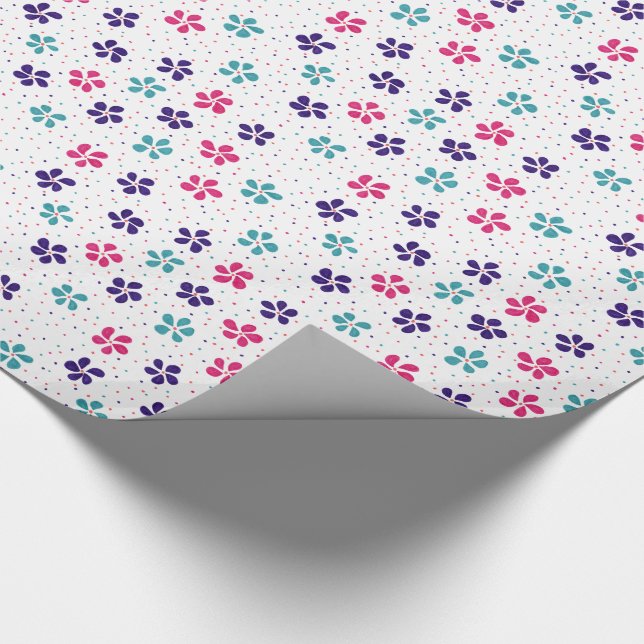Papel De Presente Flowers and Dots Floral Pattern (Ponta)