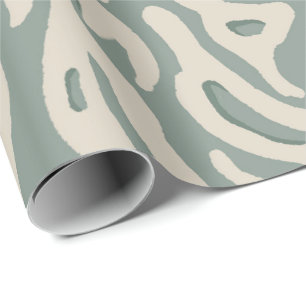 Papel De Presente fluxo boêmio geométrico orgânico verde sálvia