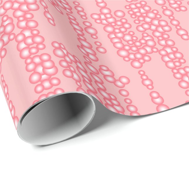 Papel De Presente Fluxo de bolhas, rosa coral (Ponta do rolo)
