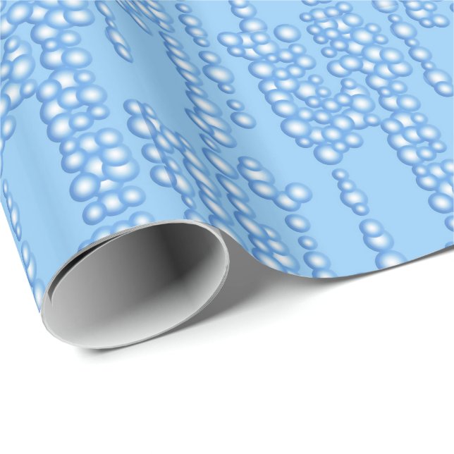 Papel De Presente Fluxo de bolhas, tons de azul claro (Ponta do rolo)