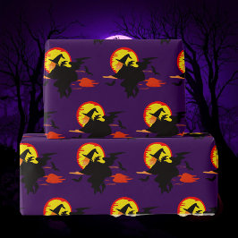 Papel De Presente Flying Witch with full moon